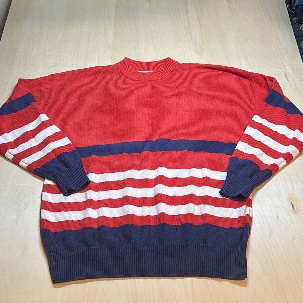 BRAEMAR‎ Sweater Mens XL Color Blocking Stripes Pullover Red Scotland
